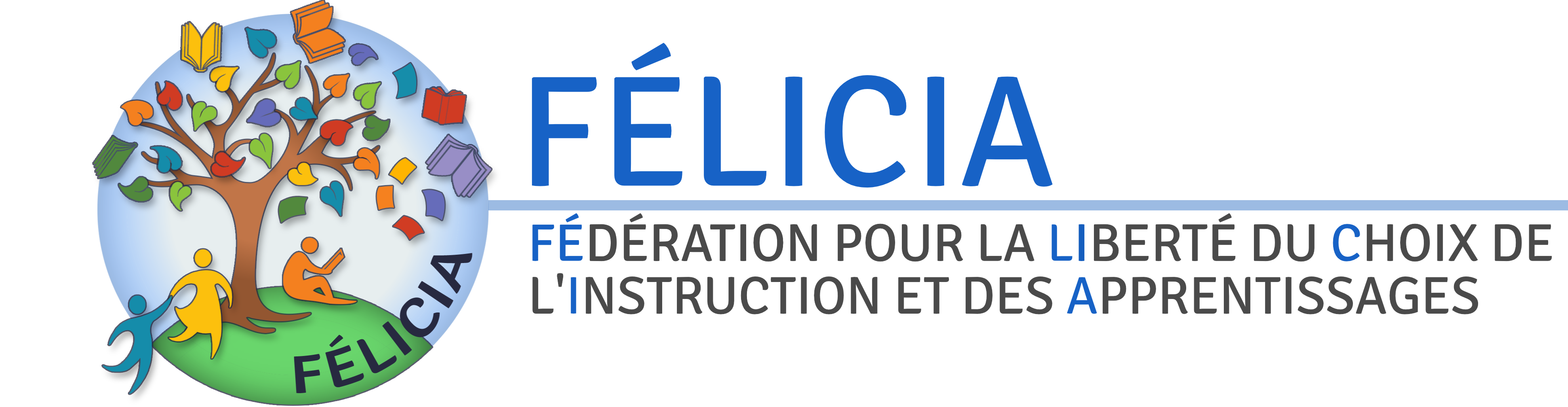 FELICIA - Fédération pour la Liberté de Choix de l'Instruction et des Apprentissages (logo fond transparent pour fond foncé)